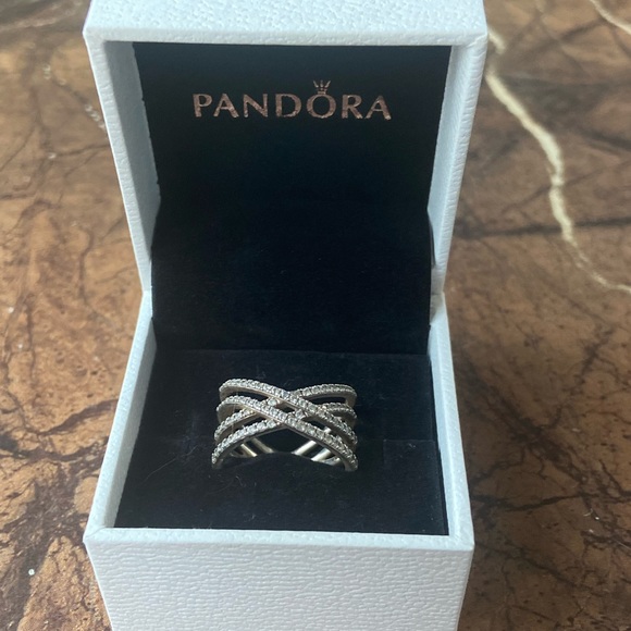 Pandora Entwined Lines Ring Sz 7 - Picture 2 of 3